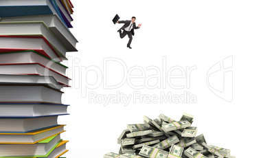 Composite image of smiling businessman in a hurry