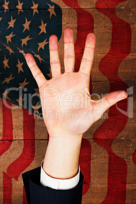 Composite image of hand with fingers spread out