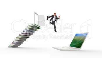 Composite image of stern businessman in a hurry