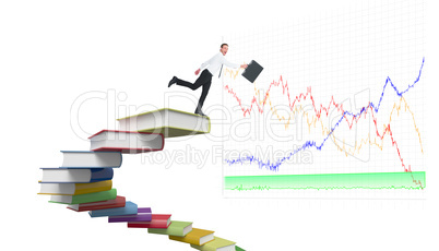 Composite image of happy businessman leaping with his briefcase