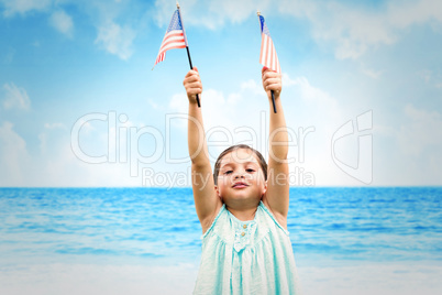 Composite image of cute girl with american flag