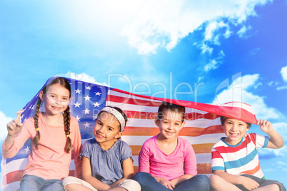 Composite image of children with american flag