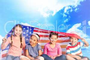 Composite image of children with american flag