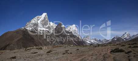 View of Cholatse, Lobuche East and other high mountains