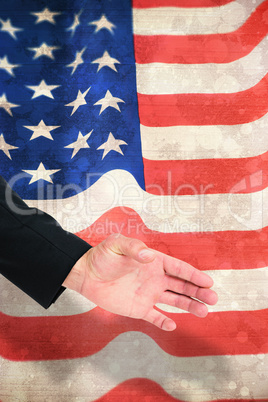 Composite image of hand presenting Composite image of hand presenting