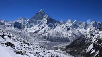 Ama Dablam and distant view of Pheriche