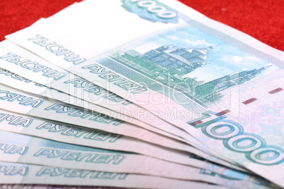 Background image of different russian bank notes
