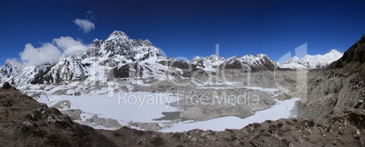 View of Ngozumba Glacier, Phari Lapcha, Gokyo Ri and Cho Oyu