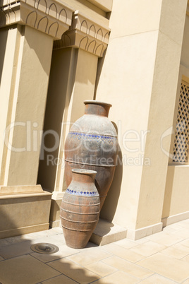 Trio of large decorative outdoor vases