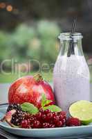 Fresh homemade fruity yogurt with assorted fruit