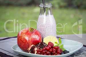 Fresh homemade fruity yogurt with assorted fruit