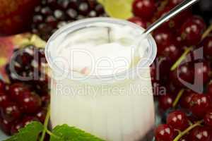 Vanilla yogurt with fresh fruit and berries
