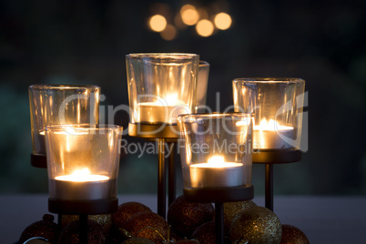 Festive Christmas background with glowing candles
