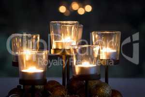 Festive Christmas background with glowing candles