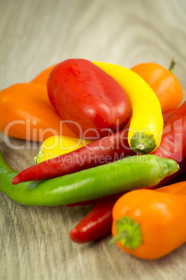 Selection of different varieties of peppers