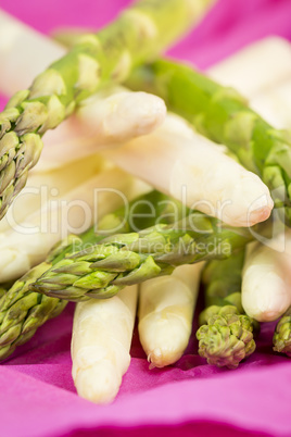 Fresh green and white asparagus spears