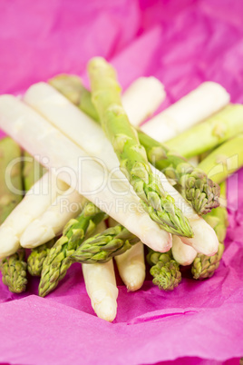 Fresh green and white asparagus spears