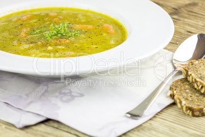 Fresh homemade vegetable soup with Wieners