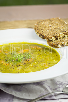 Fresh homemade vegetable soup with Wieners