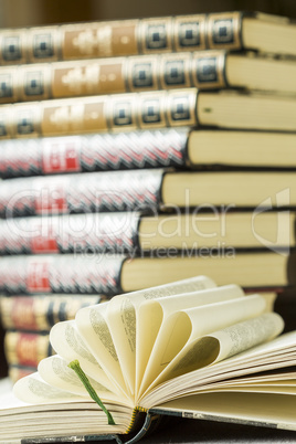 Open book with decorative folded pages