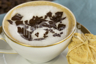 Delicious aromatic cappuccino with cookies