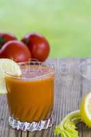 Glass of freshly squeezed tomato juice