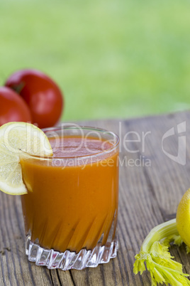 Glass of freshly squeezed tomato juice