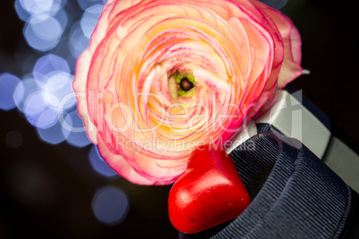 Red Heart and Flower on Jewelry Gift Box