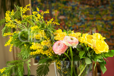 Bouquet of Fresh Cut Beautiful Flowers on Vase