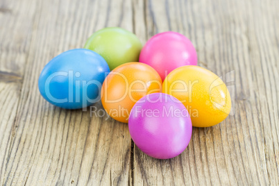 Colorful group of dyed or painted Easter eggs