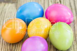 Colorful group of dyed or painted Easter eggs