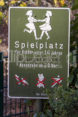 Childrens play area sign in Baden-Baden