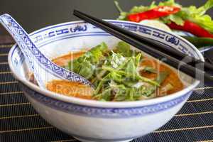 Appetizing Asian Food on White Bowl on Table