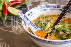 Appetizing Asian Food on White Bowl on Table