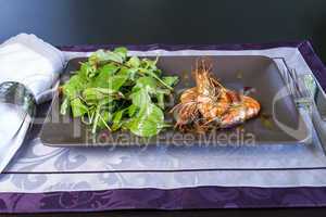 Grilled seasoned pink prawns