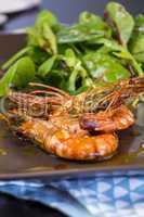 Grilled seasoned pink prawns