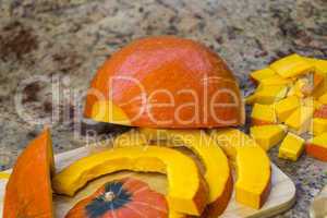 Ingredients for making pumpkin soup