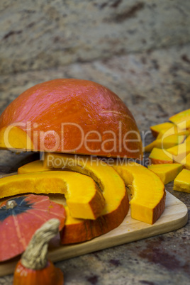 Ingredients for making pumpkin soup