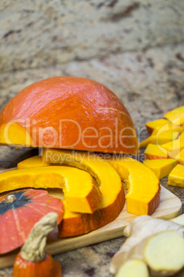 Ingredients for making pumpkin soup