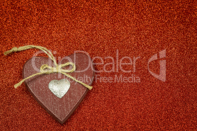 Festive red Christmas heart with copyspace