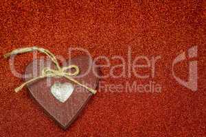 Festive red Christmas heart with copyspace