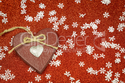 Festive red Christmas background with snowflakes