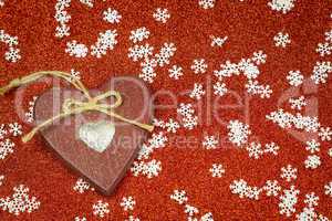 Festive red Christmas background with snowflakes