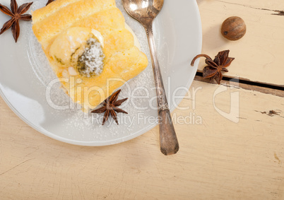 cream roll cake dessert and spices