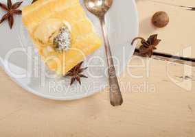 cream roll cake dessert and spices