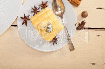 cream roll cake dessert and spices