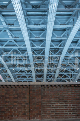 Low angle view of steel roof structure