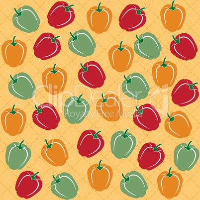 Seamless pattern of sweet peppers of different colors