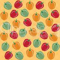 Seamless pattern of sweet peppers of different colors