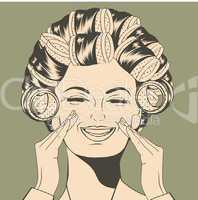 Woman with curlers in their hair